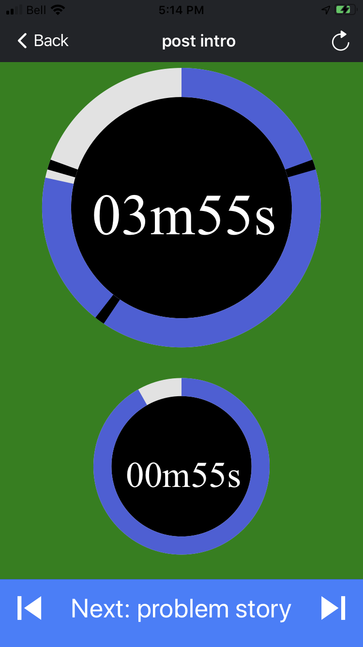 The main timer screen for the Pro Speaker Presentation Speech Timer